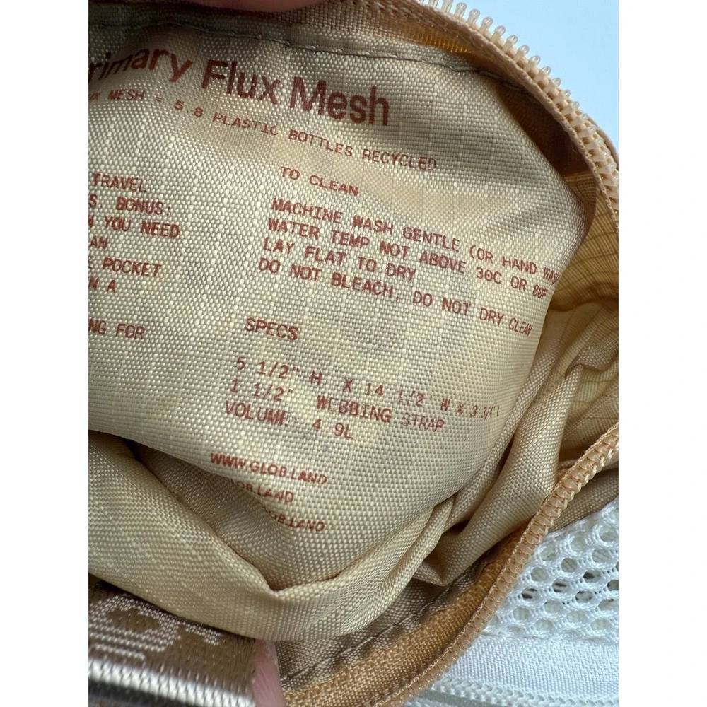 Glob Primary Flux Mesh Waist Pack Tan White Belt Bag Adjustable‎ Strap Ripstop